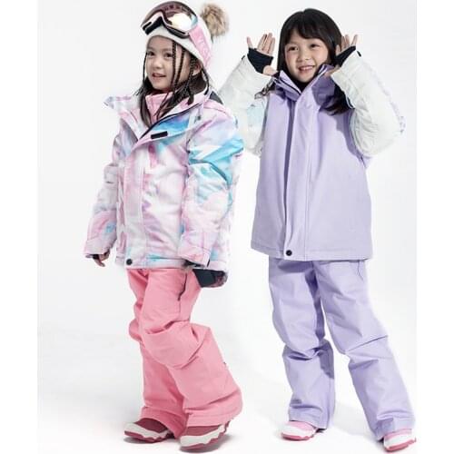 Gilrs Skiing Suits Kids Ski Sets Winter Waterproof Windproof Kids Ski Jacket Outdoor Warm Hooded Snowboard Sports Suits