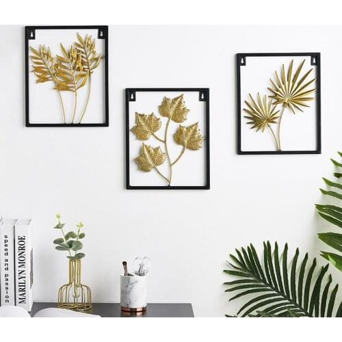 Metal Wall Hanging Wrought Iron Ginkgo Leaf Wall Decor Pendant Living Room Sofa Background Mural Home Decoration Nordic Style