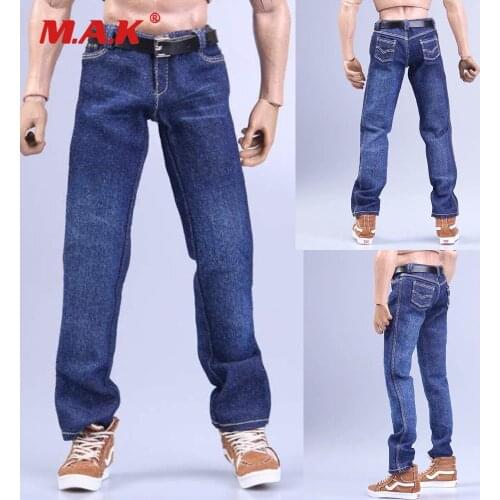 1/6 Scale Man Figure Clothes Accessory Jeans Mens Slim Straight Stretch Casual Long Pants Model for 12'' Male Action Figure