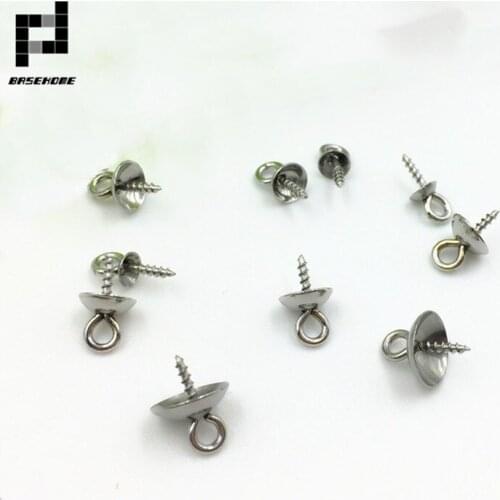 BASEHOME 20pcs/lot Stainless Steel End Caps Screw Threaded End Clasps Crimp Bead For Bead Pearl DIY Jewelry Making