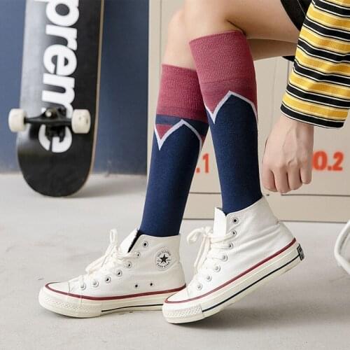 3 Pairs Contrast Colors Long Socks Women Long Stockings Knee Socks For Ladies Girls New Fashion Color Matching Knee Socks Women