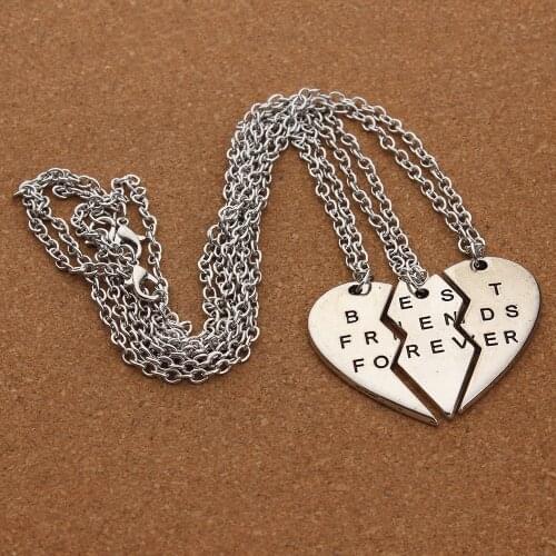 New Collier Choker Necklace Heart Pendant 3 Pieces Broken Best Friend Forever Necklace Women Necklace Jewelry Collares Mujer