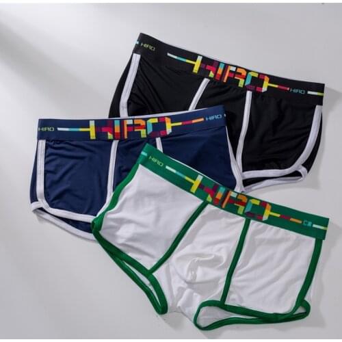 New men lingerie sexy mesh thin panties sports breathable underwear low waist briefs plus size M-2XL boxer Shorts U Convex Pouch