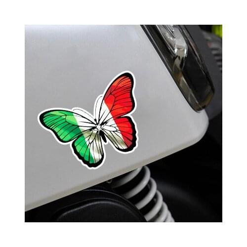 Creative Butterfly Car Window Engine Hood Stickers Italy National Flag Vinyl Decals 12x8cm