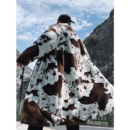 Autumn Winter Mens Faux Fur Long Coat Thick Warm Loose Overcoat Turn-down Collar M77