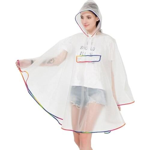 New Fashion High Quality Rain Cap Waterproof Reusable Plastic EVA Women Rain Cape Raincoat Men Hooded Poncho For Hiking Riding