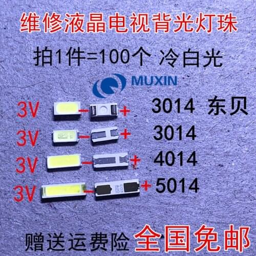50PCS -100pcs TV Backlight 3V LED SMD 3014 4014 5014 Cool cold white LCD Backlight for TV Application10000K- 15000K