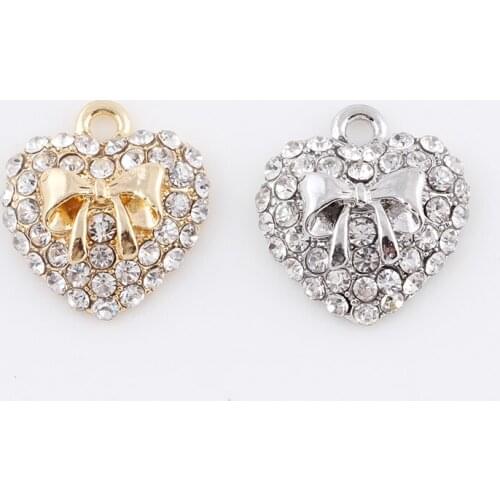 17*19mm Silver Charms Gift Heart Bow Pink With Love Charm Pendant Jewelry Findings Makings Fit Diy Jewelry