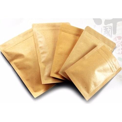 SIZE: 13*18.5cm Zipper/zip lock Kraft paper bag,Aluminum foil kraft paper bag for gift/coffee/tea/Snack/ brown kraft bag
