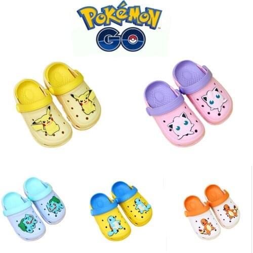 Anime Pokemon Pikachu Sandals Childrens Summer Slippers Anti-slip Baby Bag Head Soft Sole Slippers Hole Shoes Shipping Free
