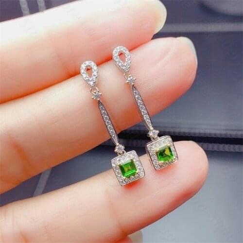 Natural Diopside S925 Earrings And Small Leaves Are Suitable Fine Fashion Jewelry For Womens Wedding And Party Free Shipping