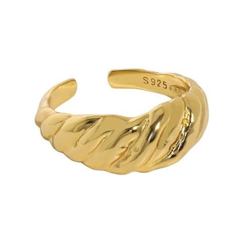 SHANICE 4.4g 100% S925 sterling silver open ring Concave-convex surface twist personality index finger ring for female gift