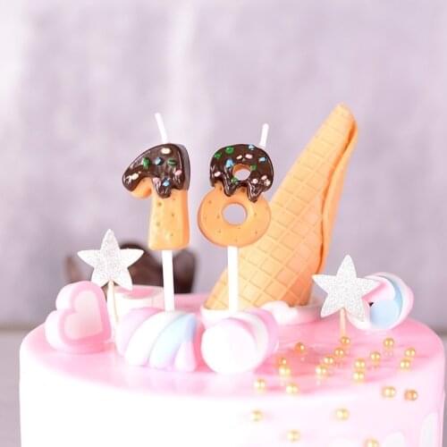 High Imitation Chocolate Cookies Numbers Candles 0 1 2 3 4 5 6 7 8 9 birthday candles for kids baby show Cupcake Topper Decor