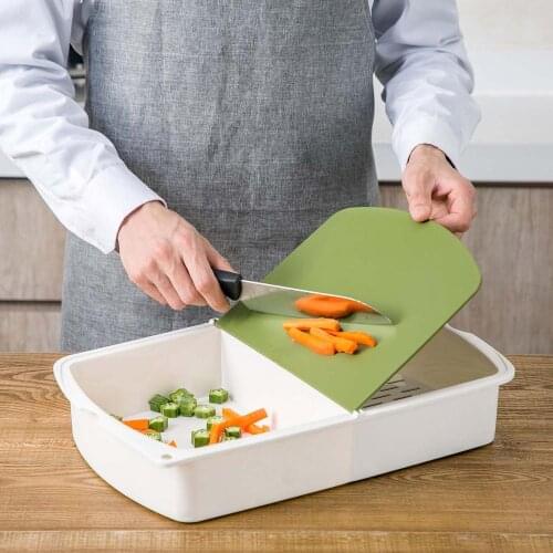3 In 1 Japanese Chopping Board Kitchen Multifunctional Flip Cutting Board Household Plastic Chopping Board With Drain Basket
