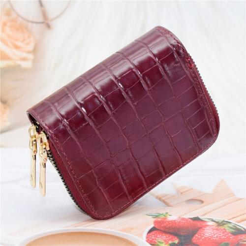Women Business Card Holder Black/blue/brown/pink/purple/red Zipper Female Bank/ID/Credit Card Holder Wallet 9 Bits + 2 Position
