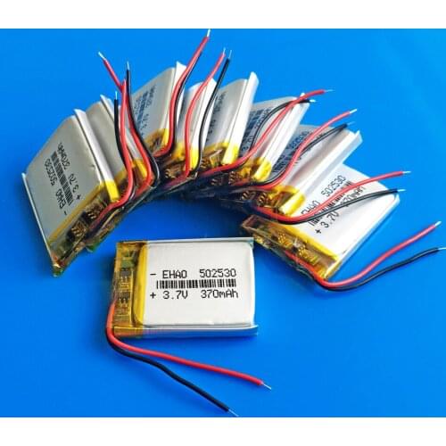 10 pcs 502530 3.7V 370mAh Rechargeable lipo battery li polymer lithium cells for MP3 GPS DVD bluetooth recorder e-book camera