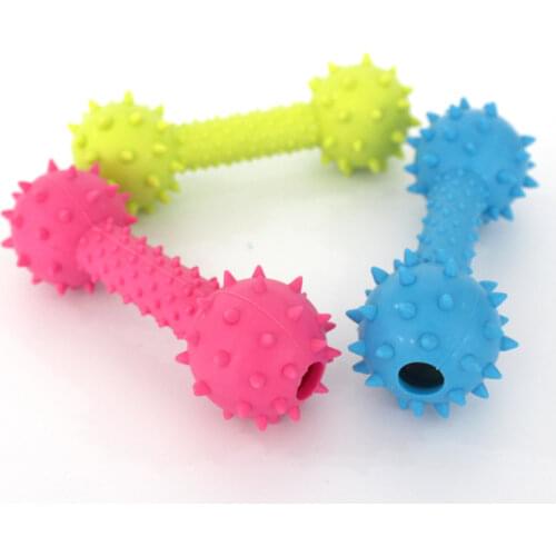 14CM Big Bone Pet Dog Puppy Rubber Dental Teeth Chew Bone Play Training Barbell Barbed Dumbbell Fetch Toys Hot Sale