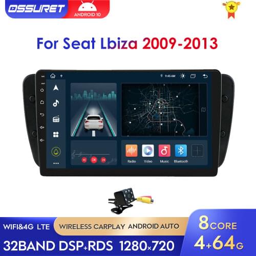 2din Android 10 Car Stereo Multimedia Player for Seat Ibiza 6j 2009 2010 2012 2013 Radio GPS Navigation WiFi Bluetooth Auto RDS
