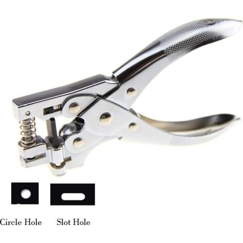 3mm Circle and 3*13mm Slot Hole Punch, 5mm and 3*13mm Double Paper Punch Punching Tool for ID Card Badge PVC Photo Tag
