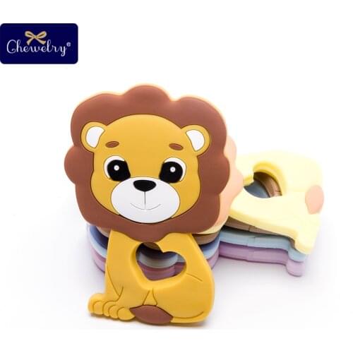 5pc Baby Silicone Teether Lion Pendant Food Grade Perle Silicone Beads Teething Silicone Rodents Chewable ChildrenS Goods Toys