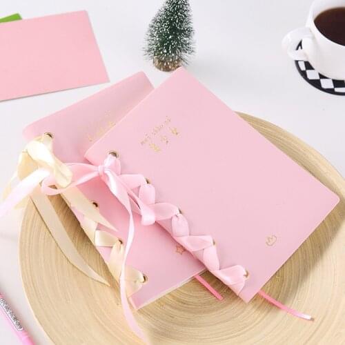 Pink PU Leather Notebook Kawaii Handbook Journal Diary Blank Planner Notepad for Girls Gift