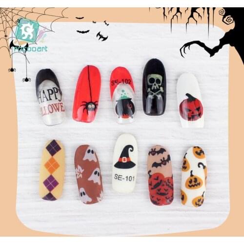 2020 Rocooart New Arrival Halloween Holiday Theme Decoration for Girls Cute Maincure Nail Decals and Tips DIY Self Adhesive Nail