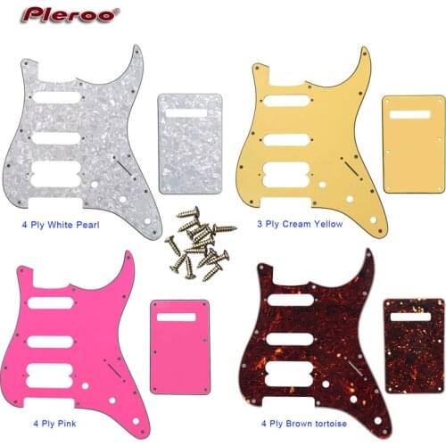 Pleroo Parts - For FD US 72' 11 Screw Hole Standard Strat Player Humbucker Hss Guitar pickguard & Back Plate Scratch Plate