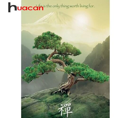 Huacan Diamond Painting Tree Scenery Mosaic Natural Landscape Cross Stitch Embroidery Mountain Home Decoration Wall Art