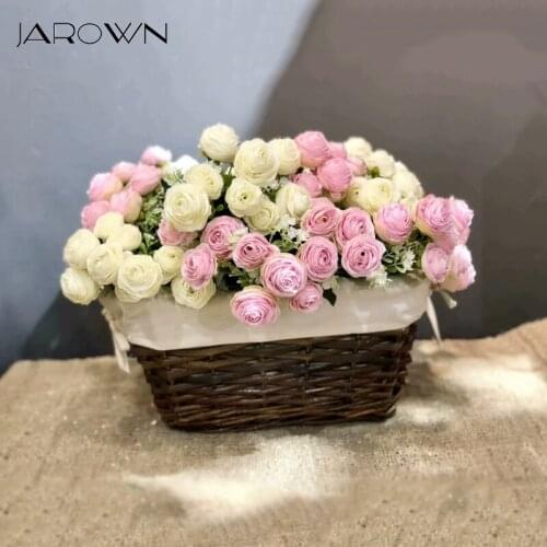 JAROWN 10 Heads Artificial Rose Flower Bouquet Tea Rose Silk Fake Flowers Wedding Party Home Garden Decor Valentines Day Gift