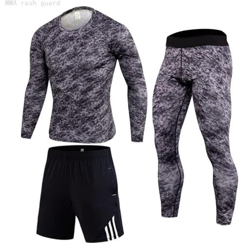 Camouflage Tracksuit Men Outdoor Jogging Suit Rashgard Kit Sweat Gym Leggings Compression Shirt Sportswear Sports Running Set