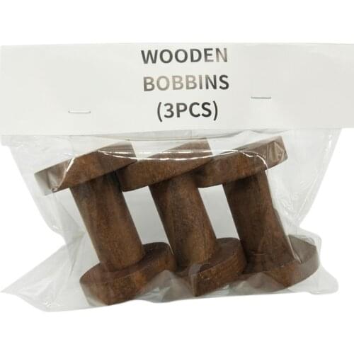 3pcs Empty Wooden Bobbins Spools Thread Sewing Machine Crafts Wire Needlework F1CC