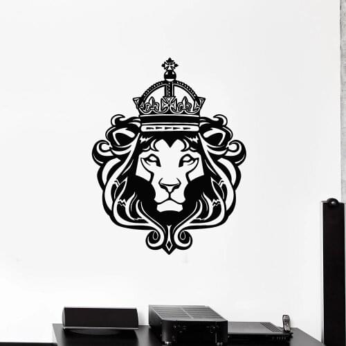 Lion King Wall Decal Crown Wild Animals Cat Head Cool Style Teens Bedroom Man Cave Home Decor Vinyl Window Stickers Mural Q322