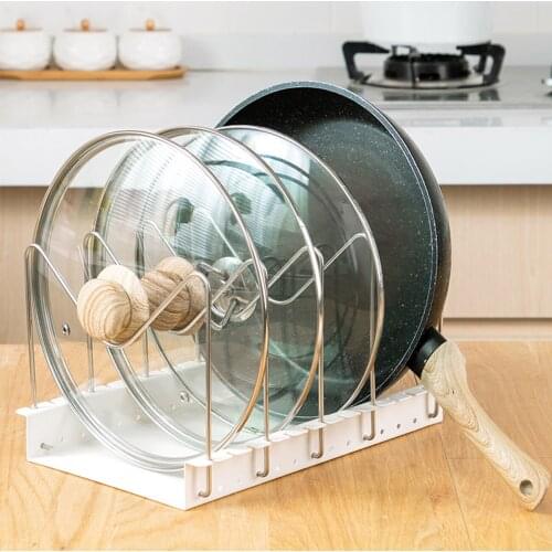 Kitchen Carbon Steel Pots Storage Rack Holder Drainer Cutting Board Pan Lid Pot Cover Holder Rack Stand Kitchen Organizer