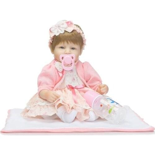 Blue eyes girl doll 16inch 42cm Reborn Baby Dolls Silicone Reborn Babies Kids super real babies Playmate Birthday Xmas Gift