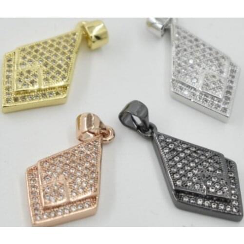 25*13mm crystal micro pave cz zircon cubic zirconia beads copper silver gold black plated Pendant making findings ukyu34