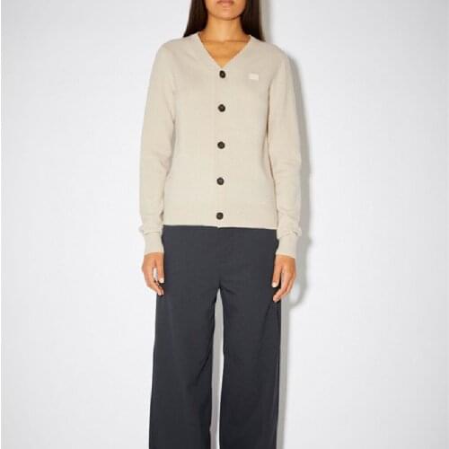 Square Smiley Fashion Women V-Neck Knitted Cardigan Ladies Long Sleeve Sweater Outwear Top Female Single-Breasted Knitwear 2021