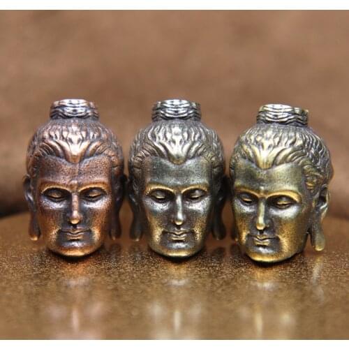 Shakyamuni Buddha Head Brass Lanyard Pendants Buddhism Paracord Beads Charms EDC DIY Umbrella Rope Bracelets Accessories Jewelry