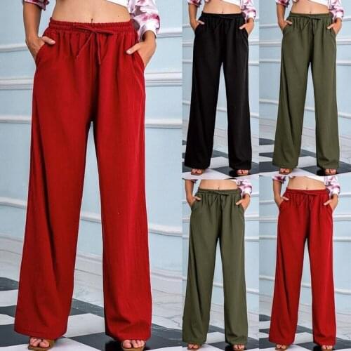 High Waist Soft Comfort Women Pants 2021 Casual Summer Slacks Pants Women High Quality Loose Full Length Long Trousers Female