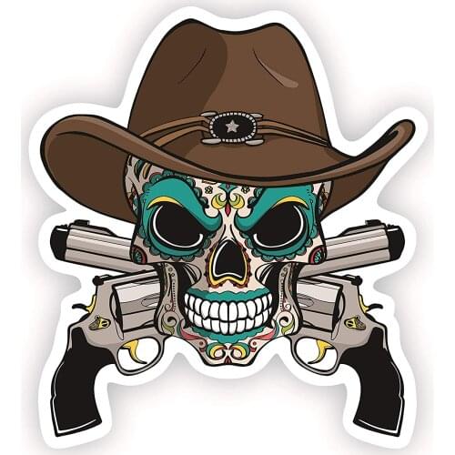 Novelty Creative Car Stickers Cowboy Skull Cover Scratches Window Decals KK Vinyl Motorcycle Accessories PVC 13cm X 11.6cm