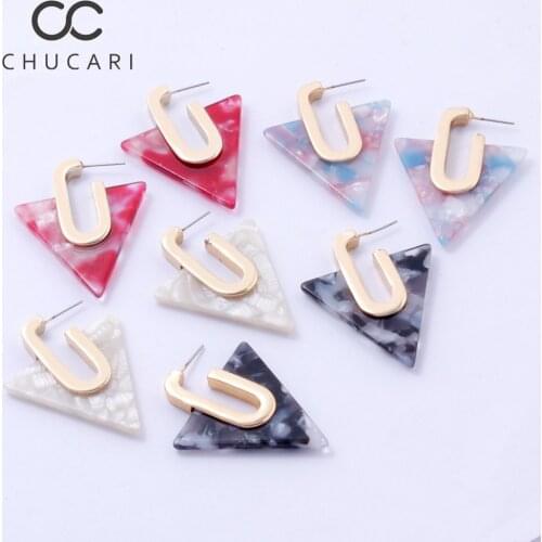 CHUCARI New Fashion Simple Stud Earrings Personality Trend Push-back Acrylic Triangle Earring Wholesale Jewelry Womens Earrings