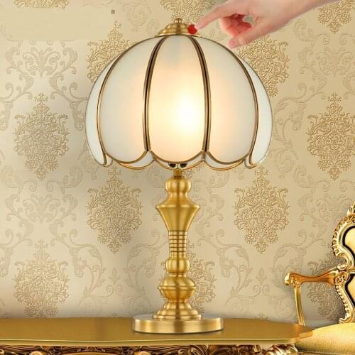 Full copper lamp Table Lamps living room study bedroom bedside lamp American retro decorative copper desk lamps LO7136