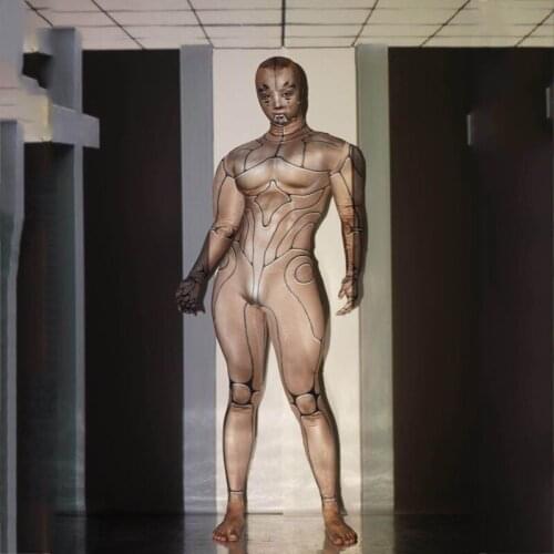 Halloween Robot Printing Stretch Pullover Coveralls Women Muscle Men Tight Leotard Stage Cosplay Costume Festival ClothingXS2493