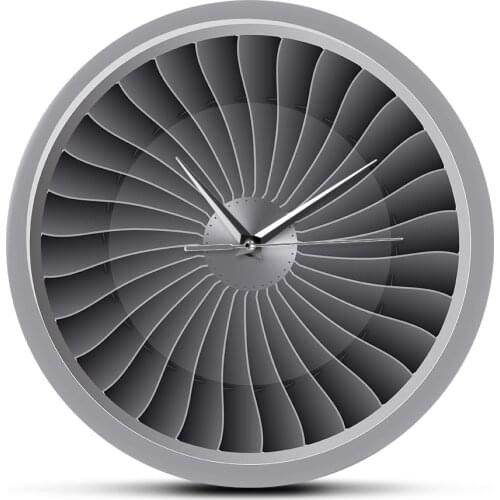Jet Engine Turbine Fan Aviator Wall Clock Airplane Modern Wall Art Wall Watch Vivid Printing Acrylic Timepiece