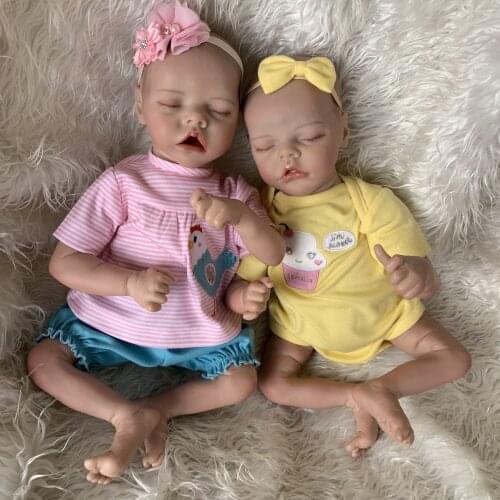 17inch reborn premie doll TwinA B paint by hand real pictures lifelike high quality panting rooted eyelashes doll sleeping baby