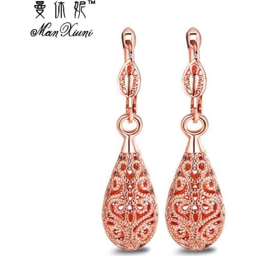 Luxury Big earrings Hollow Out Metal Water Drop Dangle Earrings Long Tassel Vintage Elegant Women Ladies Party Jewelry