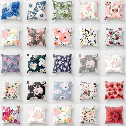 Hand Painted Watercolor Floral Cushion Cover Modern Sofa Couch Livingroom Throw Pillows Case Roses Camellia Decorative Pillows