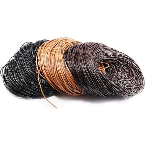 2-5m/lot 1.5 2 2.5 3 4 5 6mm 3 Color Genuine Cow Leather Round Thong Cord DIY Bracelet Findings Rope String For Jewelry Making