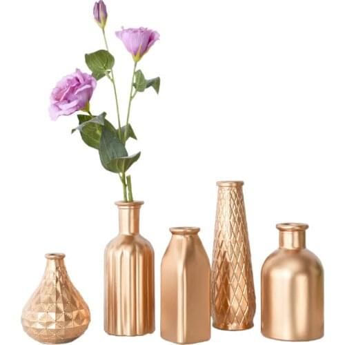 Nordic ins modern minimalist home living room bedroom golden glass vase table flower arranging decorations ornaments
