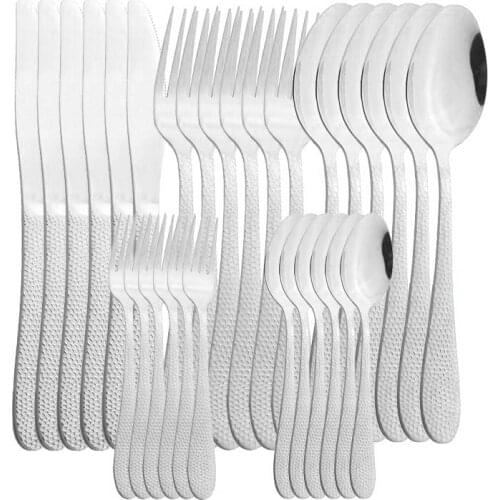 30PCS Cutlery Set Fork Spoon Knife Dinnerware Set Stainless Steel Tableware Tea Fork Silverware Colorful Flatware Home Kitchen