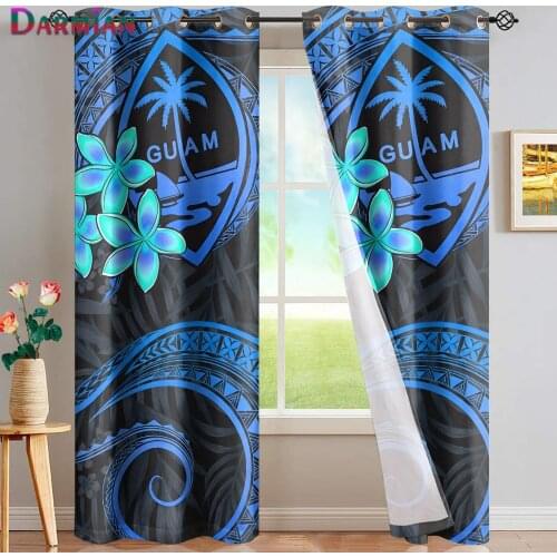 DARMIAN Tropical Tribe Polynesian Plumeria Printing Blackout Curtain Heat and Noise Insulated Drape Panel Living Room Curtains